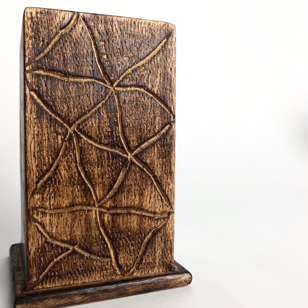 Indian wood handmade pencil brush holder sea stars
